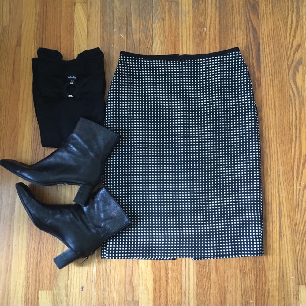 White House Black Market tapestry dot skirt.